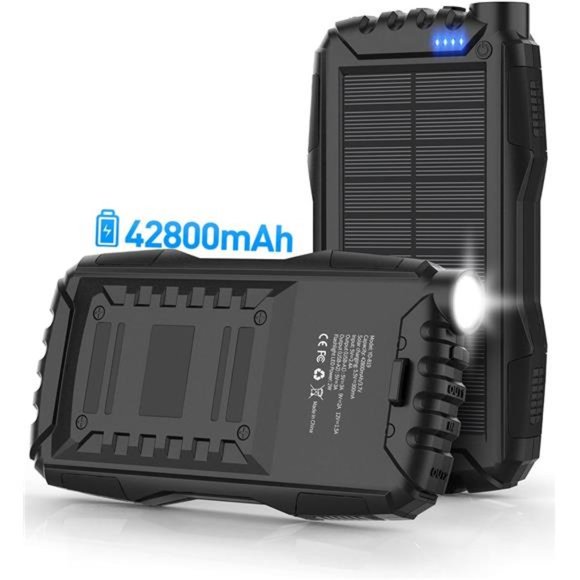 Solar Power Bank,Solar Charger,42800mAh Power Bank,Portable Charger,External - Picture 1 of 7